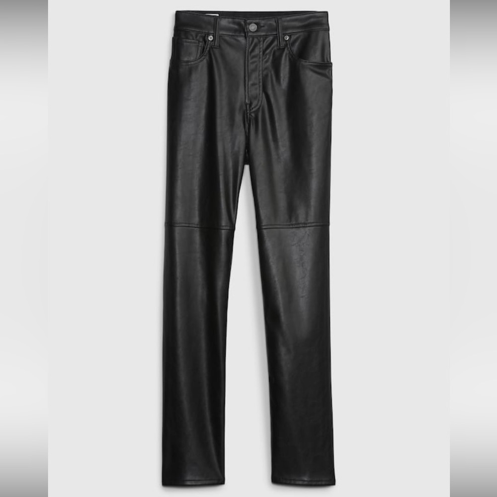 NWT GAP HIGH RISE VEGAN LEATHER CHEEKY STRAIGHT PANTS SIZE 25R